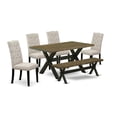 thumbnail image 1 of East West Furniture X-Style 6-piece Wood Dining Table Set in Black, 1 of 3