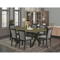East West Furniture X676MZ650-7 7 Pc Dinette Set - Distressed Jacobean Kitchen Table with 6 Dark Gotham Grey Dining Chairs - Wire Brushed Black Finish
