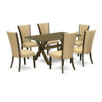 East West Furniture X-Style 7-piece Wood Dining Set in Brown