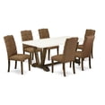 thumbnail image 1 of East West Furniture V727EL718-7 - 7-Piece Dining Room Table Set - 6 Parson Dining Chairs and Small Rectangular Rectangular Table Hardwood Frame, 1 of 3