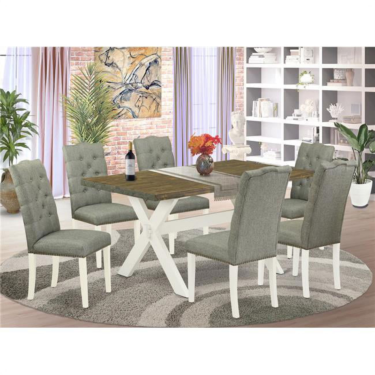 East West Furniture X076EL2077 7Piece Modern Dining Table Set