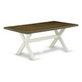 thumbnail image 1 of East West Furniture X077BA201-6 6-Pc Dining Room Set - 4 Kitchen Chairs, a Small Bench Distressed Jacobean Top and 1 Modern Distressed Jacobean Kitchen Table Top - Linen White Finish, 1 of 3