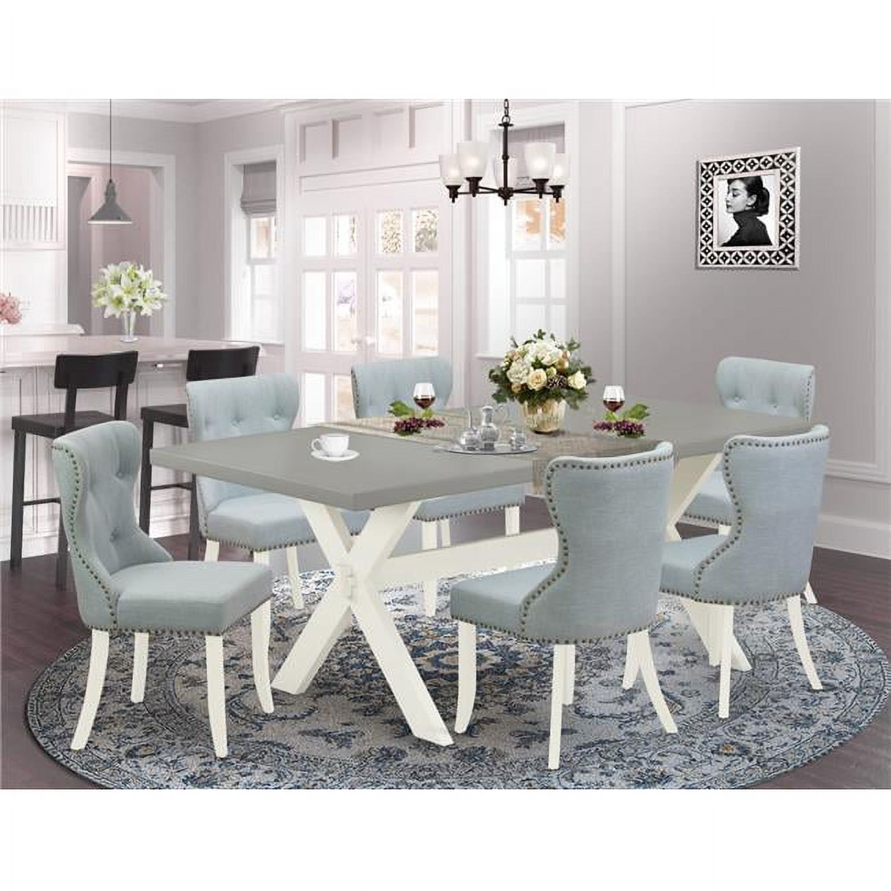 East West Furniture X097SI215-7 7-Piece Dining Room Table Set - Walmart.com