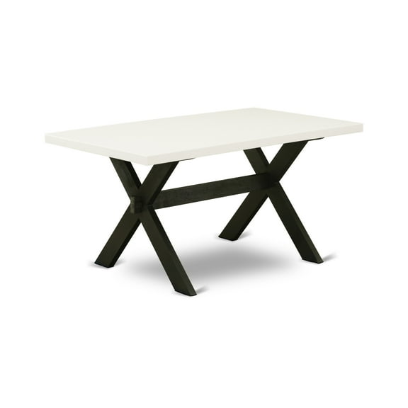 East West Furniture X026DR207-7 7 Piece Modern Dining Table Set Consist of a Rectangle Dining Room Table with X-Legs and 6 Gray Linen Fabric Upholstered Chairs, 36x60 Inch, Multi-Color
