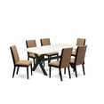 thumbnail image 1 of East West Furniture X-Style 7-piece Wood Dining Table Set in Black/Light Sable, 1 of 3