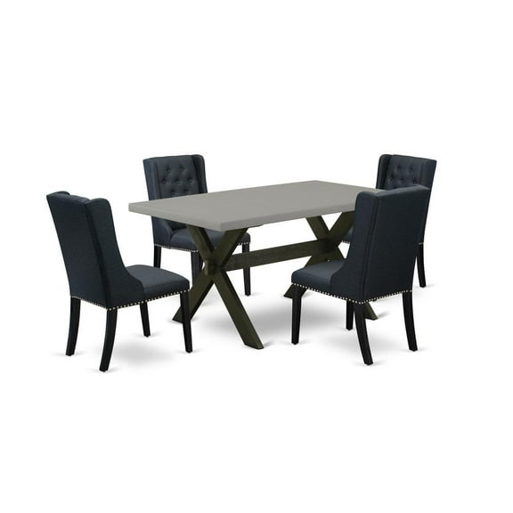 East West Furniture X-Style 5-piece Wood Dining Set in Black
