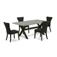 thumbnail image 1 of East West Furniture X697GA124-5 5-Pc Modern Dining Table Set - 4 Modern Dining Chairs and 1 Modern Cement Breakfast Table Top with Button Tufted Chair Back - Wire Brushed Black Finish, 1 of 10