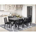 thumbnail image 1 of East West Furniture X697X1624-9 Dining Table Set, Cement - A Dinner Table & 8 Stackable Dining Chairs with Black Linen Fabric - 9 Piece, 1 of 6
