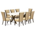 thumbnail image 1 of East West Furniture X727VE703-9 9Pc Kitchen Set Consists of a Rectangular Table and 8 Upholstered Dining Chairs with Brown Color Linen Fabric, Distressed Jacobean and Linen White Finish, 1 of 3