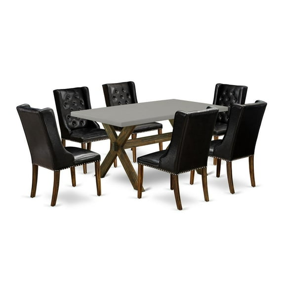 East West Furniture X-Style 7-piece Wood Dining Set in Jacobean and Black