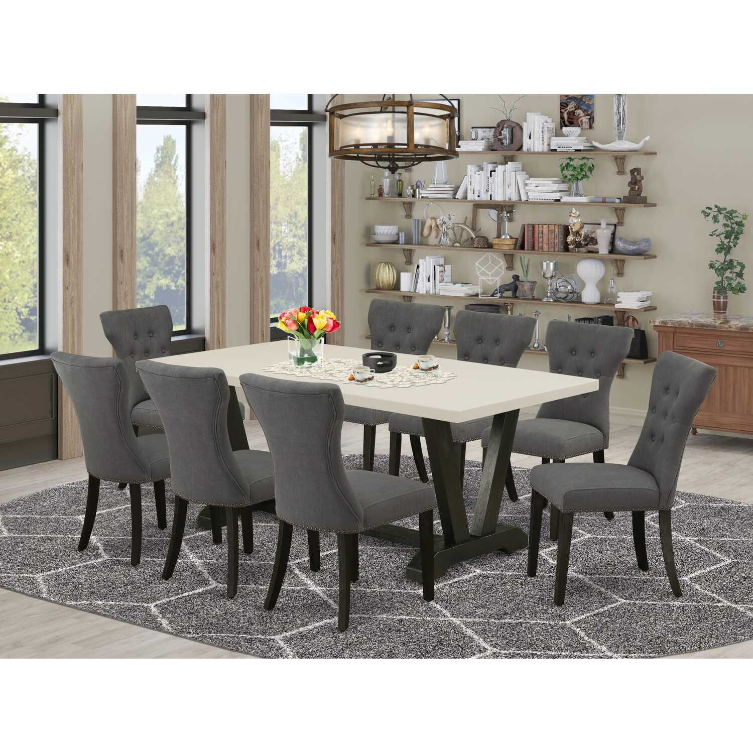 East West Furniture X797Ga740-9 9-Piece Dining Table Set