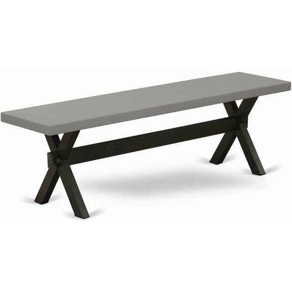 East West Furniture XB696 X-Style Modern Dining Bench with Wood Seat, 60" L x 15" W x 18" H