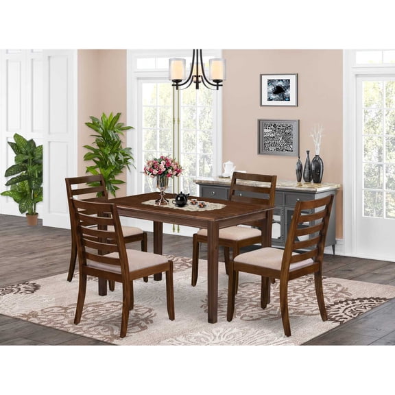 East West Furniture Yarmouth 5-Piece Dining Room Set in Walnut Finish