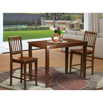 East West Furniture Yarmouth 3-piece Wood Counter Height Dining Set in Mahogany
