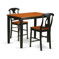 East West Furniture Yarmouth 3-piece Wood Dining Room Set in Black and Cherry