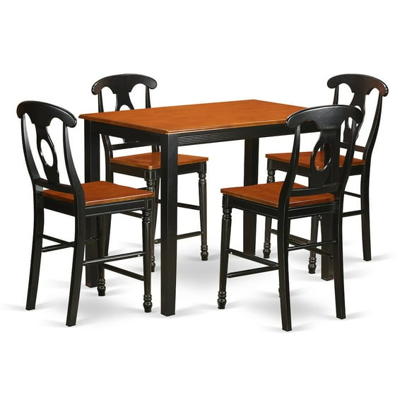 East West Furniture 5  PC  counter  height  Table  and  chair  set  -  high  top  Table  and  4  bar  stools  with  backs.