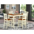 thumbnail image 1 of East West Furniture 5  Pc  counter  height  set-pub  Table  and  4  bar  stools  with  backs, 1 of 7