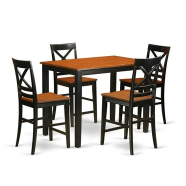 East West Furniture Yarmouth 5-piece Dining Table and Chairs in Black/Cherry