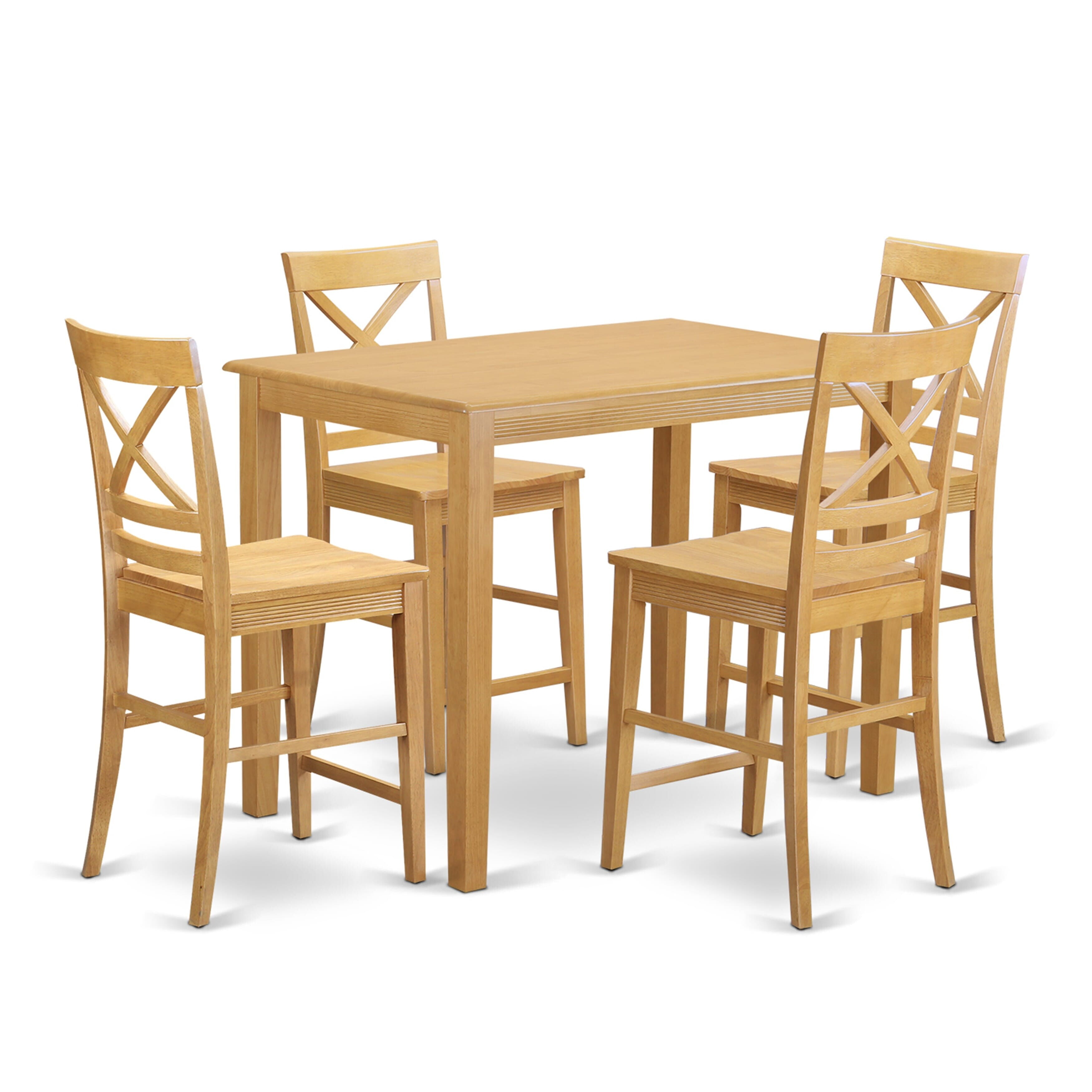 East West Furniture Yarmouth 5piece Traditional Wood Dining Set in Oak