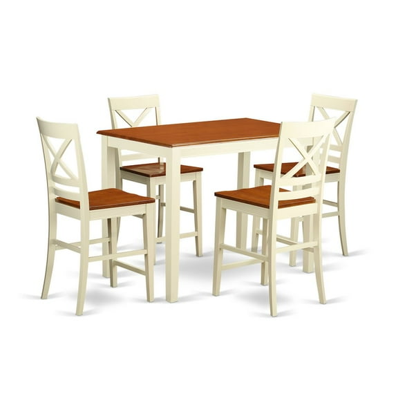 East West Furniture Yarmouth 5-piece Wood Dining Room Set in Buttermilk/Cherry