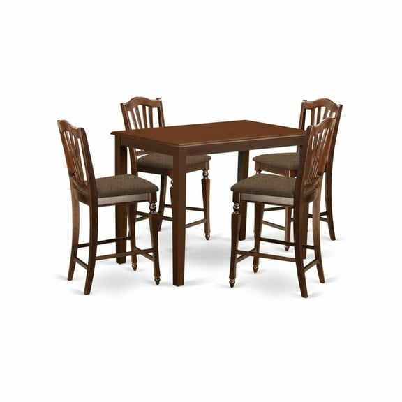 East West Furniture Yarmouth 5-piece Wood Dining Room Set in Mahogany