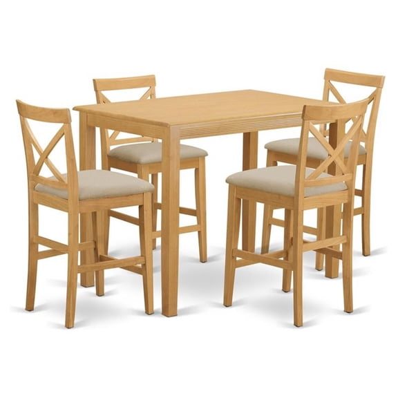 YAPB5-OAK-C 5 Pc counter height Dining set - high top Table and 4 Dining Chairs.