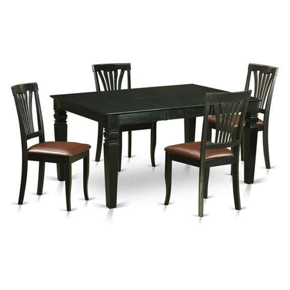 East West FurnitureLLC East West Furniture 5 Piece Modern Dining Table Set Includes a Wooden Table and 4 Faux Leather Dining Room Chairs, Black