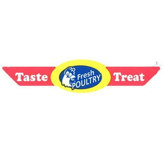 East West Label Fresh Poultry - Taste Treat Die-Cut Greaseproof Strap Label Red | 500/Roll