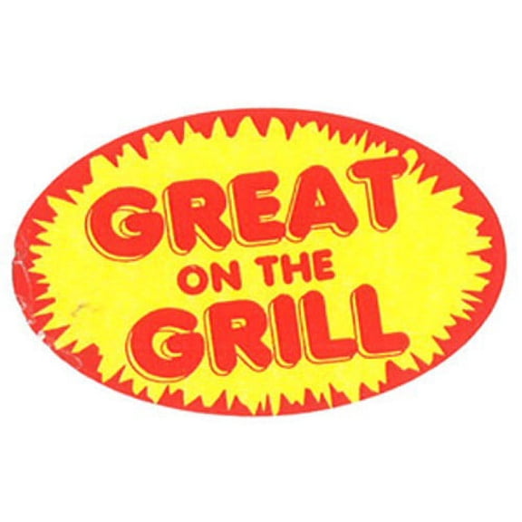 East West Label Great On The Grill Die-Cut Greaseproof Meat Label Yellow | 1000/Roll