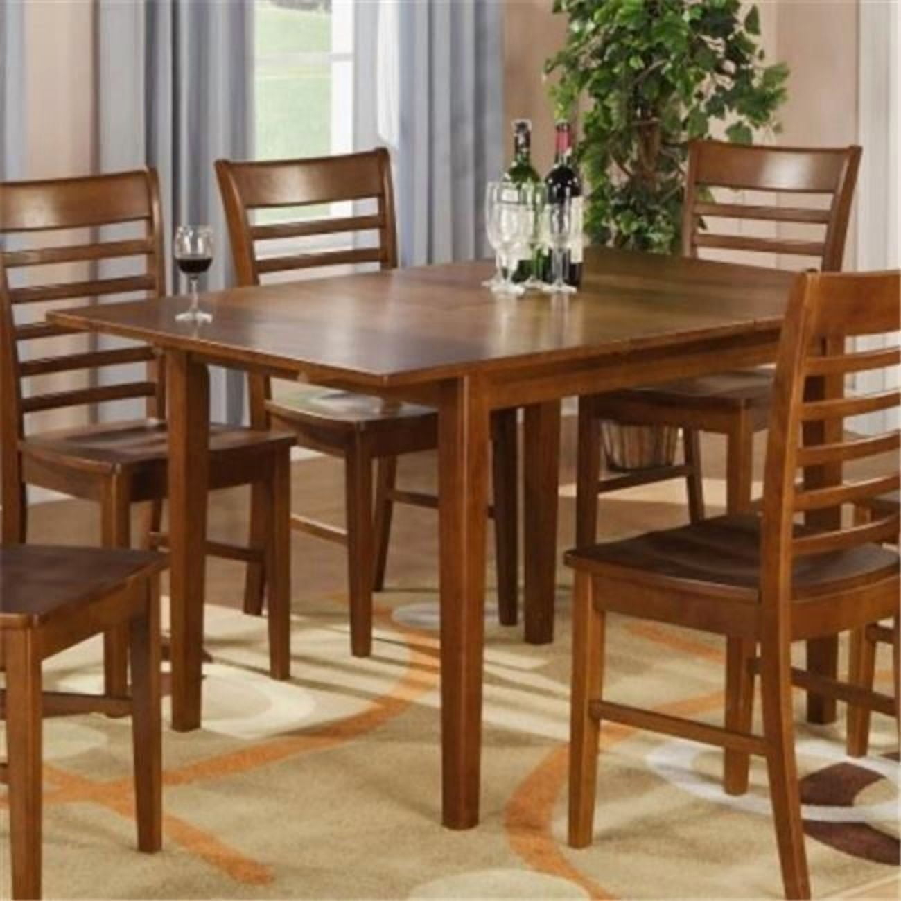 East West Furniture Norden Mid-Century Modern Dining Table - 30x48 Inch Rectangle With Drop Leaf, Linen White (Solid Rubber Wood) 7 thumbnail image