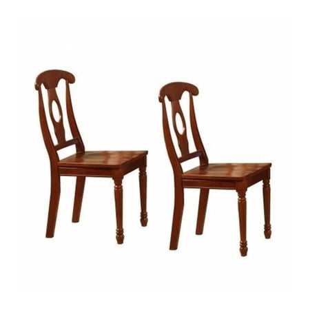 East West NAC-SBR-W Napoleon styled chair with wood seat- Saddle Brown - Pack of 2