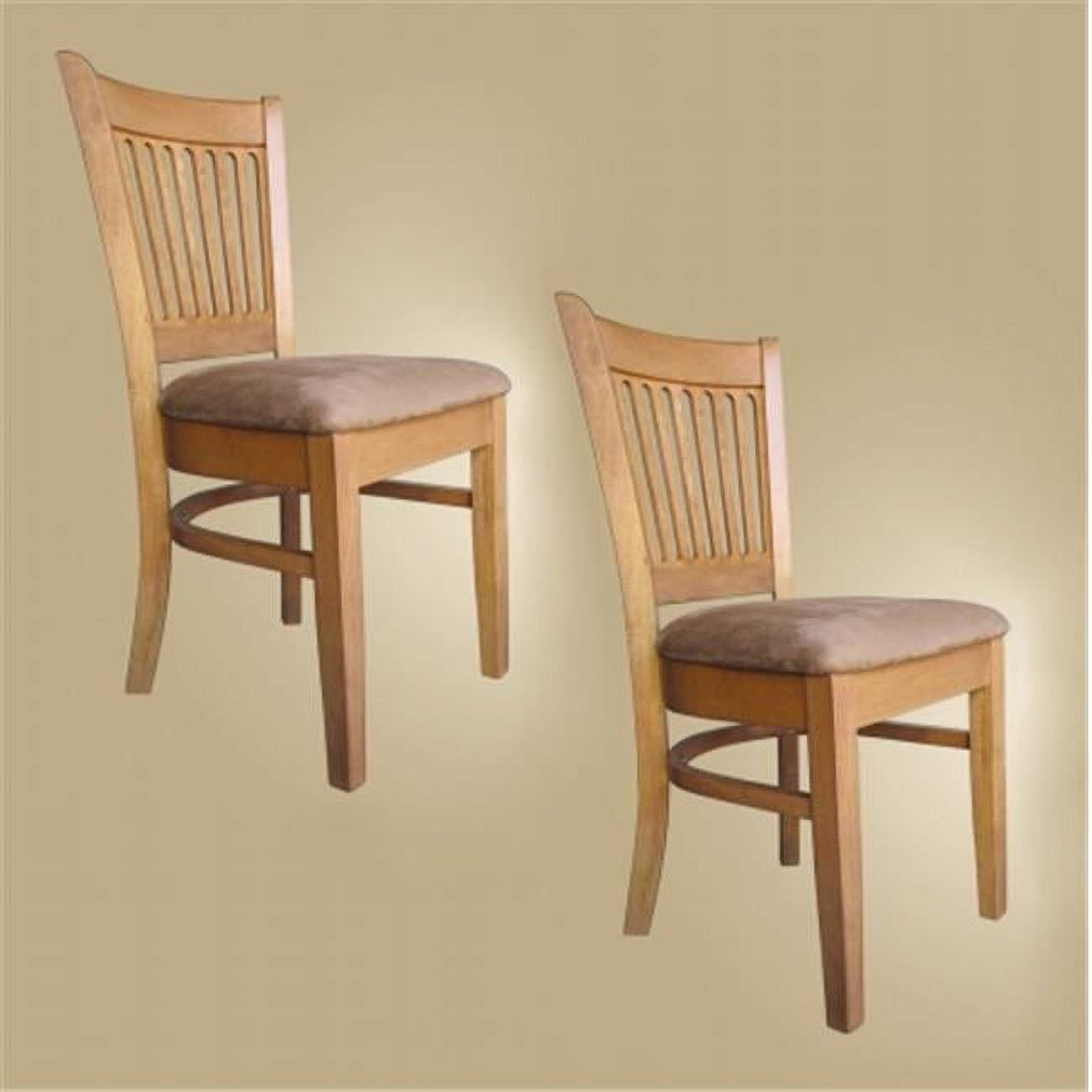 Vancouver Oak Wood Slat Back Dining Chairs, Set of 2