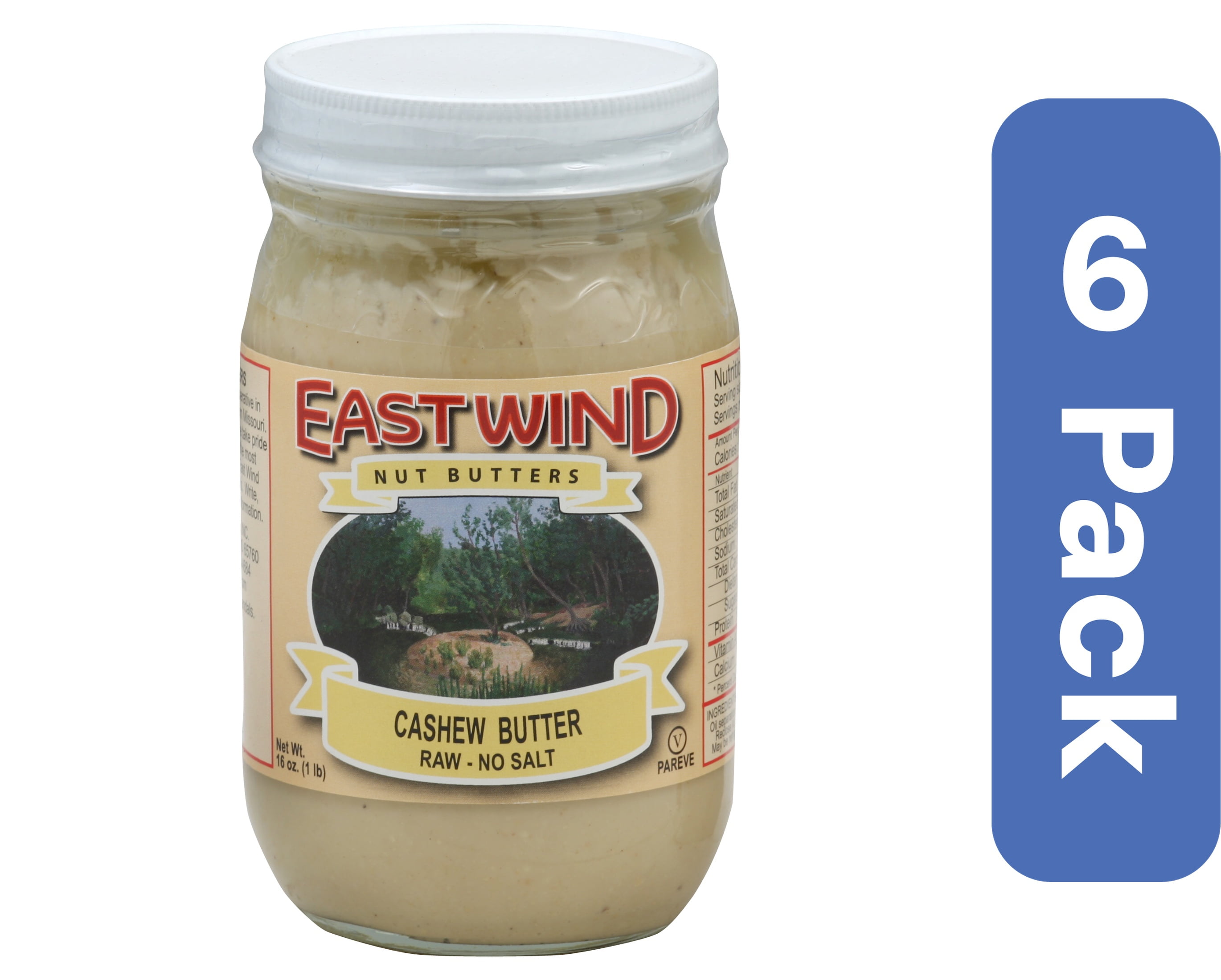 East Wind Raw Cashew Nut Butter 16 oz (Pack Of 6)