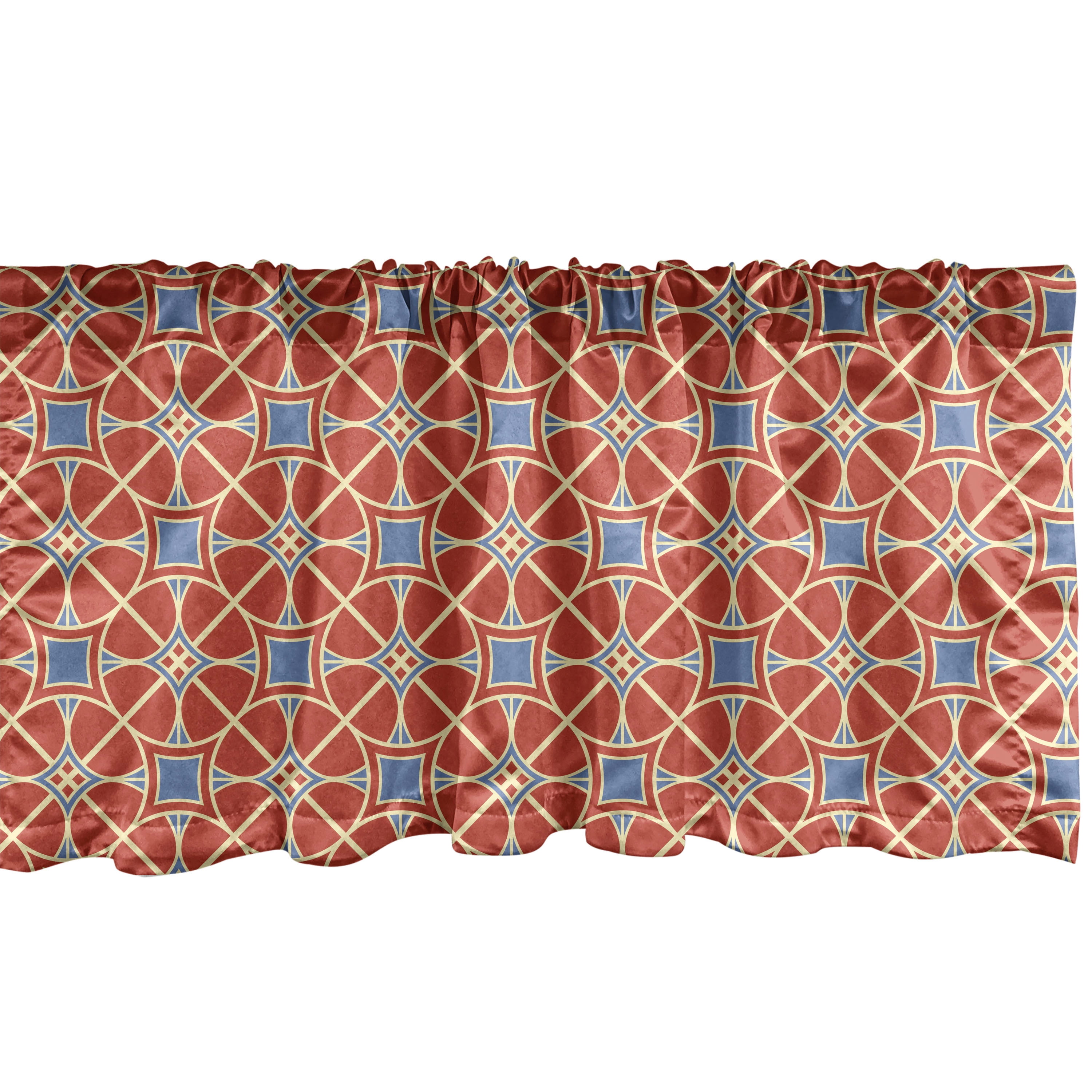 Window Square Valance East Window Valance Pack of 2, Big Circles and Squares Curvy Lines ...