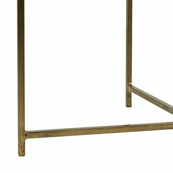 East at Main Gold Tray Top Round Side Table, Decorative End Table with Antique Brass Finish, Intricate Hand Carving, Strong Iron Legs - 20" X 21.7"
