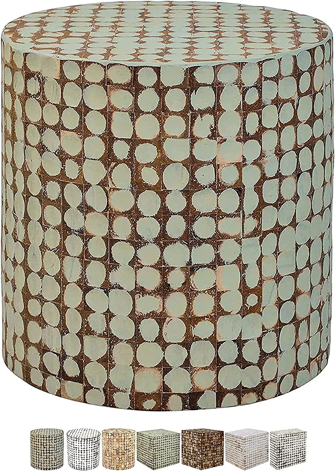 East at Main Round Side Table - Real Coconut Shell Mosaic Inlaid, Pre ...