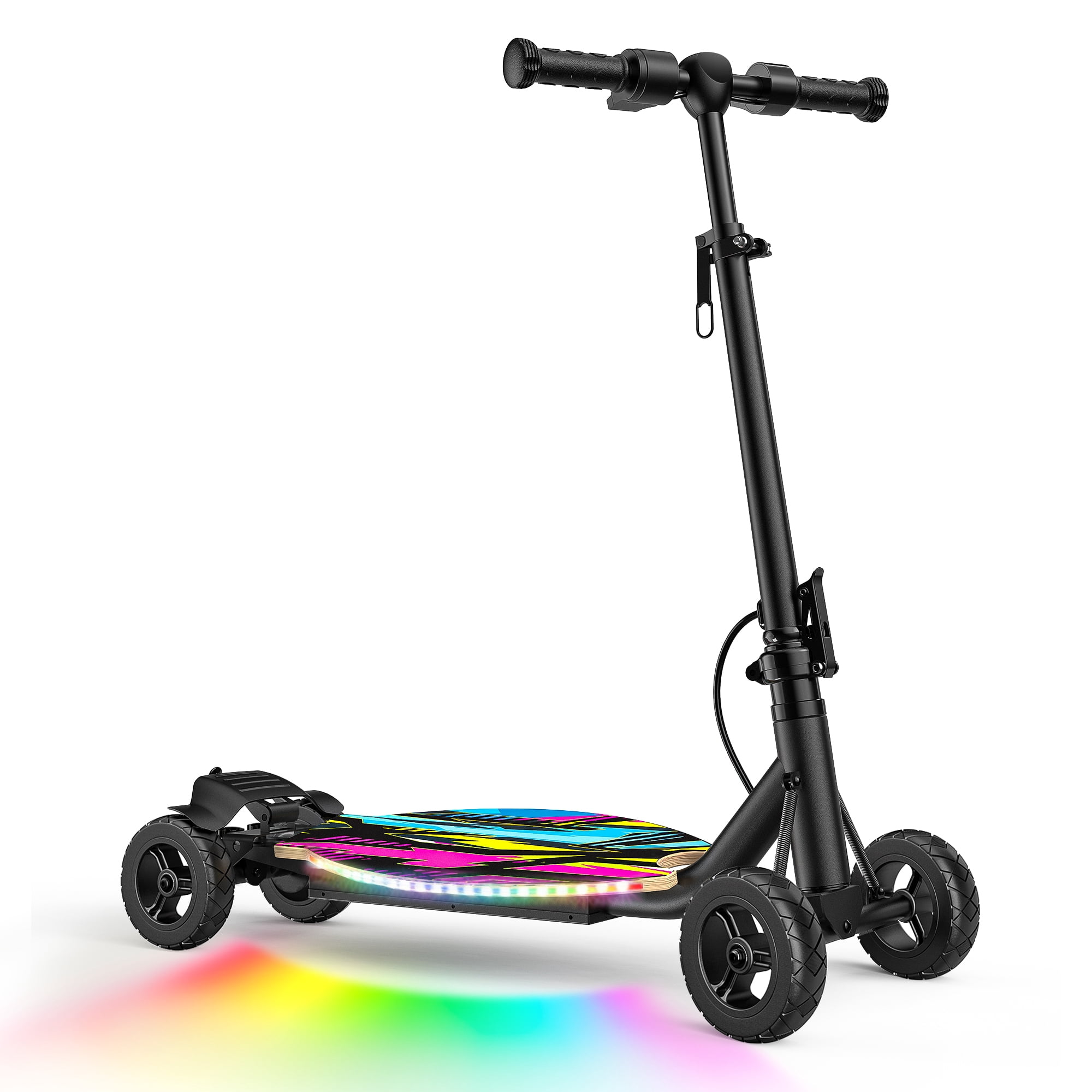 East doll 24V 4 Wheel Electric Scooter for Kids Ages 8-12, 250W Brushless Motor, Max 10 MPH & 8.5 Miles, LED Lights, 5 Speed, Rear Brake, Tiltable Handle Kids E-Scooter, Black