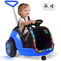 East doll Toddler Push Car, 12V Electric Ride on Toy for Kids Aged 18M-3Y, Remote Control, 360°Spin, 5-Point Safety Belt, 1.3-2.5MPH, Music, Horn, Blue
