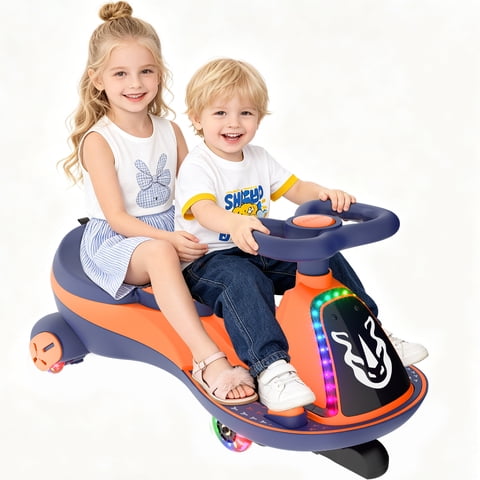 East doll 12V Ride on Toys for Kids, Electric Wiggle Car for Ages 3-12, 2 Seater Car for Kids, Electric Car, Toddler Car, 2 Speed, Flashing Wheels, Bluetooth, Kid Ride on Car, 2.8-4.1 Mph, Orange