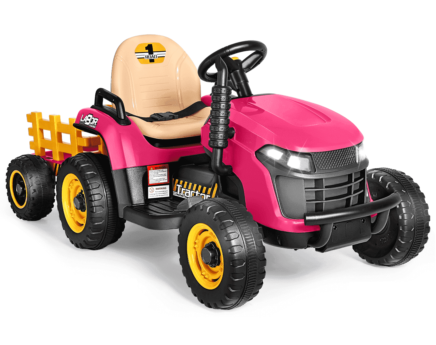 East doll 12V Ride on Tractor with Tiltable & Detachable Trailer, up to 3.1Mph Truck with Parental Remote, Music Player, Bluetooth Function & Headlight