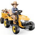 thumbnail image 1 of East doll 12V Ride On Tractor with Tiltable & Detachable Trailer, up to 3.3Mph Tractor with Parental Remote, Music Player, Bluetooth& Headlight, Ride On Toy for Kids Ages 2-5Y, Yellow, 1 of 7