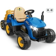 East doll 24 Volt Ride on Toys Car for Kids, Ride-on Tractor with Trailer, Electric Car for Kids, Power EVA Four Wheeler with Remote Control, 4.3Mph, Music Player, LED Light, Blue
