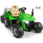 East doll 24 Volt Ride on Toys Car for Kids, Ride-on Tractor with Trailer, Electric Car for Kids, Power EVA Four Wheeler with Remote Control, 4.3Mph, Music Player, LED Light, Green
