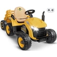 thumbnail image 1 of East doll 24 Volt Ride on Toys Car for Kids, Ride-on Tractor with Trailer, Electric Car for Kids, Power EVA Four Wheeler with Remote Control, 4.3Mph, Music Player, LED Light, Yellow, 1 of 7