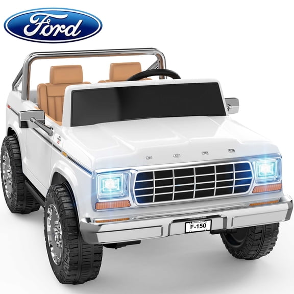 East doll 24V Power Ride on Car, Licensed 1973 Ford F-150 Ride on Truck, 24 Volt Ride on Toy for Kids Aged 3-8 with 400W Powerful Wheels for Boys Girls, 24V Ride Ons with Remote, White