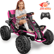 East doll 24V Ride on Toys for Big Kids, 24V Ride ons Car ATV for Kid with 4 200W Motors, Parent Remote Control, Bluetooth Music, Adjustable Seat, Off Road Kids Electric Car for Ages 3-12, Pink