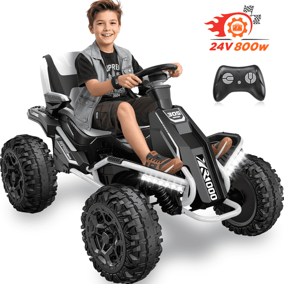East doll 24V Big Kids Ride on Toys, Electric Power Ride on Car for Kids, 4 Wheeler, 4WD 800W Motors ATV for Kids, 5MPH, Parent Remote, Music, White