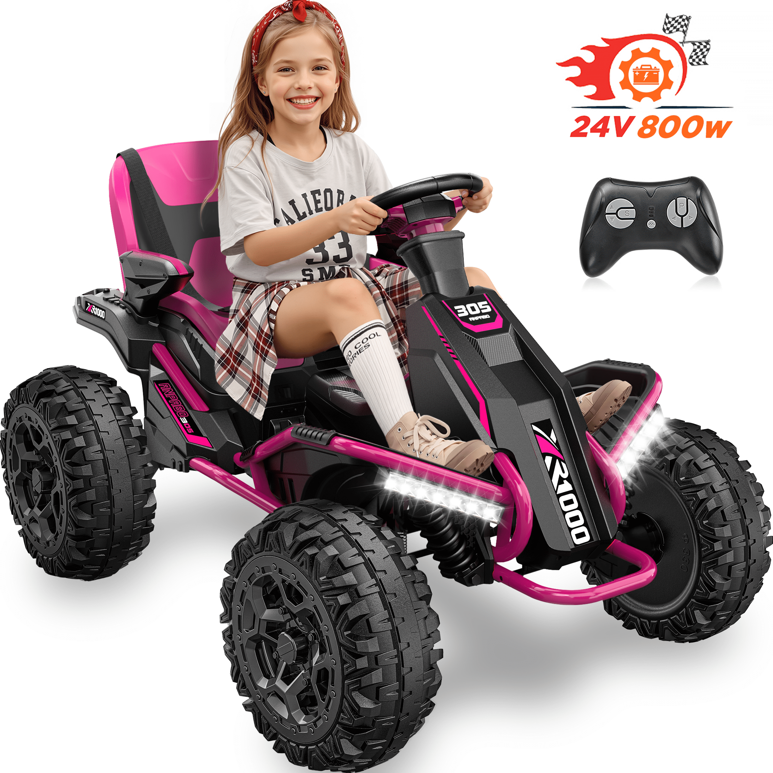East doll 24V Big Kids Ride on Toys, Electric Power Ride on Car for Kids Age 3-8, 4 Wheeler, 4WD 800W Motors ATV for Kids, 5MPH, Parent Remote, Music, Pink