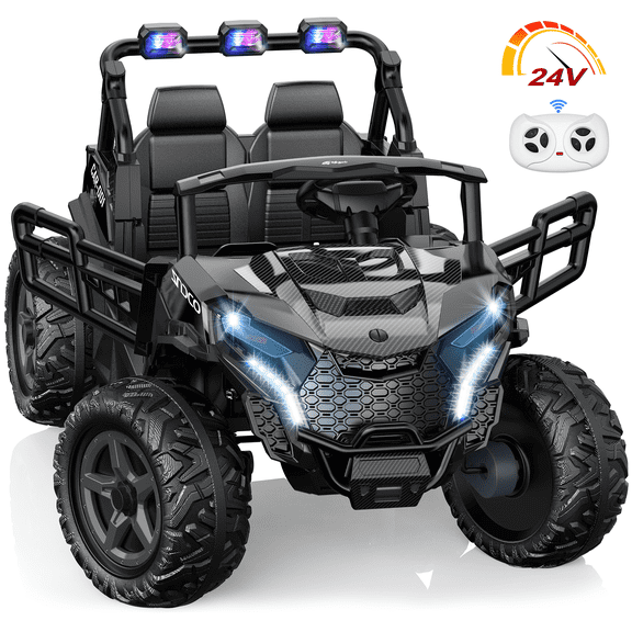 East doll 24V Kids Ride on UTV Car, 2 Seater Ride on Toy for Big Kids, Power Ride on Car for Boys, 4WD 800W Motors, Kid Electric Car Aged 3-8Y , 5.1 MPH , EVA Wheels, Remote Control, Music, Black