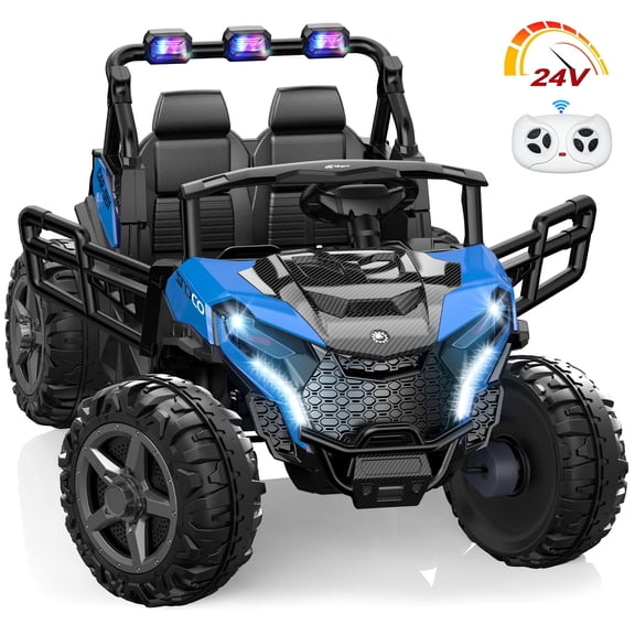 East doll 24V Kids Ride on UTV Car, 2 Seater Ride on Toy for Big Kids, Power Ride on Car for Boys, 4WD 800W Motors, Kid Electric Car Aged 3 Years+ , 5.1 MPH , EVA Wheels, Remote Control, Music, Blue